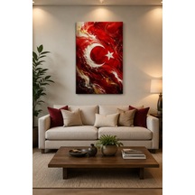 Türk Bayrağı Temalı Baskılı Cam Tablo Soyut Sanat Uv Baskı Duvar Dekoru