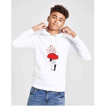 Tshirthane Silhouette Romance Couple Baskılı Unisex Çocuk Kapüşonlu Sweat