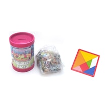 90 Parça Yapbozlu Kumbara Puzzle + 7 Parça Kalın Ahşap Orta Boy Tangram