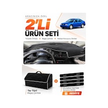 Volkswagen Jetta 1997-2003 Uyumlu Torpido Örtüsü + Tay Tüyü Bagaj Çantası + Sticker - Siyah Gri