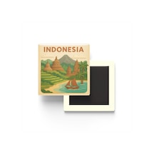 Endonezya - Indonesia - Paper Cut Art - Baskılı Buzdolap Magneti Kare - 9x9 Cm