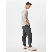 Koton Kargo Jogger Pantolon Beli Bağcıklı Cep Detaylı Gri 4wam40124hw 4WAM40124HW043 Gri