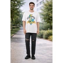 Alexander Gardi Bisiklet Yaka Baskılı Oversize T-shirt Ekru