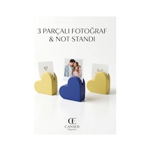 Premium - Kendinden Kokulu - 3lü Fotoğraf Tutucu - Not Standı - Kalp Dekoratif Obje 5cm