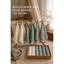 Drsnticaret 6'lı Set %100 Pamuk Müslin Bebek Ağız Silme Mendili -20x20 Cm Beyaz