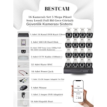 16 Kameralı Set 5 Mp Sony Lensli Full Hd Kamera Seti 500 Gb Hdd