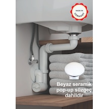 Dallmer Yer Kazandıran Lavabo Sifonu Beyaz Pop-up Süzgeçli Kolay Temizlenir Koku Önleyici Gider