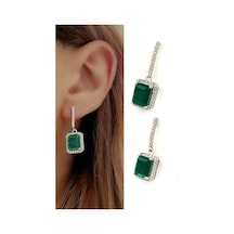 Sky Diamond Green Creative Rubies 925 Ayar Gümüş Lüks Küpe
