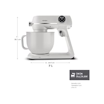 Karaca Multichef Artisan Renkli Hazneli Digital Ekran Tam Döküm Hamur Yoğurma Makinesi Cream 1800w 7l