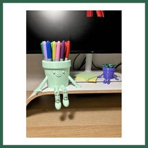 Bezos 3d Baskı Hareketli Gülen Kalemlik - Eklemli Masaüstü Organizer - Mint Bzs01 Mint Yeşili
