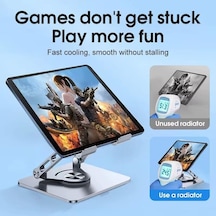 360 Derece Dönebilir Laptop Ve Tablet Standı Paslanmaz Çelik, Ayarlanabilir Yükseklik, Katlanabili