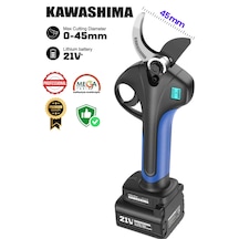 Kawashıma 45mm Akülü Budama Makası 21 Volt 4 Ah Çift Bataryalı Bel Taşımalı