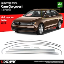 S-dizayn Vw Jetta Krom Cam Çerçeve Seti 12 Prç. 2011-2019 A+ Kalite