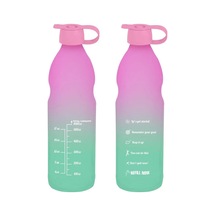1 Lt Motivasyon Su Matarası Cam Su Şişesi 1000 Ml - Pembe Mavi - Pembe