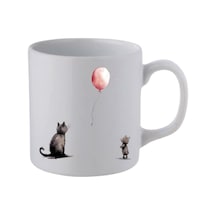 Kedi Ve Balın Baskılı Beyaz Kupa Bardak - Seramik Çay, Kahve Hediyelik Bardağı