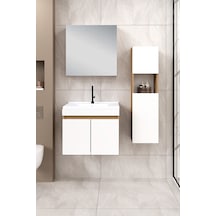 %100 Mdf 65 Cm Saura Banyo Dolabı + 30 Cm Saura Boy Dolabı Beyaz