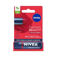 Nıvea Spf30 Kırmızı Renkli Dudak Bakım Kremi,4,8gr,24 Saat Nemlendirme,e Vitamini,organik Badem Yağı,shea Yağı,dudak Ve Yanaklar İçin,allık Etkisi,mineral Yağı Bulunmaz