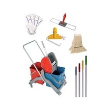 Temizlik Seti Temizlik Arabası Full Set - Islak Mop - Presli