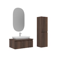 Orka Lentia 80 Cm Ceviz Banyo Dolabı Takımı Ve Boy Dolabı Ceviz