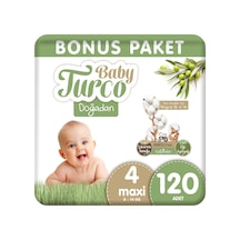 Baby Turco Doğadan Bebek Bezi 4 Numara Maxi Bonus Paket 120 Adet