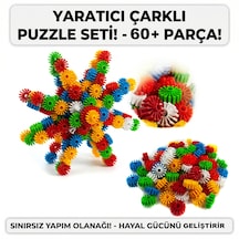 Çocuklar İçin Çarklı Puzzle Seti - El Becerisi Ve Hayal Gücü Geliştirici 60 Parça