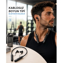 Boyun Tipi Kablosuz Bluetooth Kulaklık Uzun Pil Ömrü Mikrofonlu -