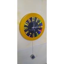 Ledli Işıklı Metal Sarı Salon Ofis Duvar Saati Aplik 35 Cm (529474011)