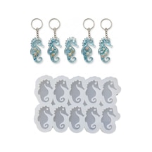 Tahtakale Toptancı Epoksi Silikon Kalıp Çoklu Deniz Atı Kalıbı Delikli Deniz Atı Anahtarlık Kalıbı 4.4x3 Cm 10 Lu