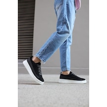 Pabucmarketi Erkek Ayakkabı Sneakers Siyah Süet (Beyaz Taban)