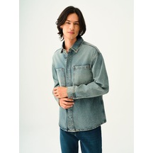 LOFT Oversize Fit Erkek Gömlek U.kol Lf2037939 Q1.v1 Denim