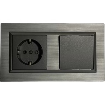 Quantum Manyetik Gri 2'li Set Topraklı Priz + Anahtar