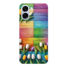 Oppo A6t - A6x Uyumlu Renkli Laleler Baskılı Silikon Kılıf