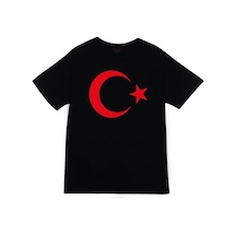 Stoned&Fame Unisex Siyah Ay Yıldız Baskılı Büyük Beden T-shirt SIYAH
