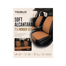 Toyota Avensis 2011-2014 Üniversal Soft Alkantra Kare Desen 7 Parça Oto Koltuk Minderi Taba