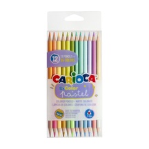 Carioca Pastel Renk Çift Taraflı Kuru Boya Kalem 12'li 24 Renk Çocuklar İçin Eğlenceli Boyalar Karışık