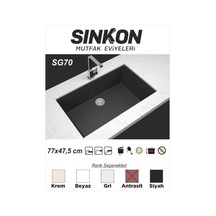 Sinkon Antrasit Granit Eviye 77 x 47.5 - Sg70 - Sinkon