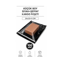 Tedar Küçük Boy Siyah Şeffaf Kargo Poşeti 24x30+5 Cm 100 Adet Najmaddin