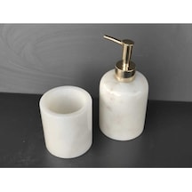 Beyaz Mermer 2'li Banyo Seti Beyaz