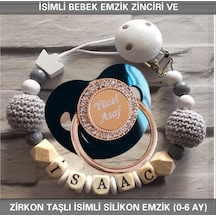Sahi Aksesuar İsimli Emzik Zinciri Ve İsimli Silikon Emzik 0-6 Ay Bezyı458 Açık Mavi - Petrol Mavisi