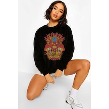 La Muerte Oversize Siyah Sweatshirt Vdpswt125-trzksw2861 Siyah