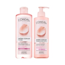 L'Oreal Paris Değerli Çiçekler Kuru ve Hassas Ciltler için Tonik 400 ML + Temizleme Sütü 400 ML
