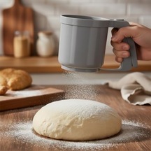 Basmalı Un Eleği 11x10 Cm Tek Elle Kullanım, Paslanmaz Tel Süzgeç, Hamur Ve Tatlılar İçin Pratik Elek, Antrasit