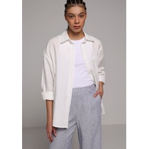 Colin's Colins Boyfriend Fit Shirt Neck Düz Kadın Beyaz Uzun Kol Gömlek Cl1078739 Q1.v2 Wht