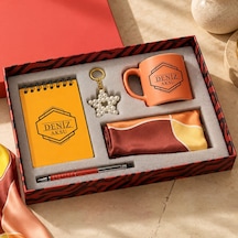 Bk Gift Kişiye Özel İsimli Not Defteri & Kupa Bardak & Yıldız Anahtarlık & Kalem & Fular - Hediye Kutulu Set-3 Gümüş