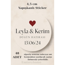 48 Adet Yuvarlak Kişiye Özel Yapışkanlı Sticker - Kına Hediyesi - Nişan Hediyesi - 1.hamur Mat Açık Bej