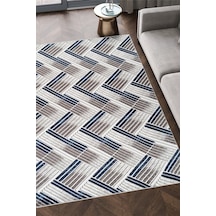 Villadia Home Textile Modern Desen Emboss Baskılı Kaymaz Taban Elit Şık Dört Mevsim Yıkanabilir Halı Yolluk Oturma Salon Odası Mavi
