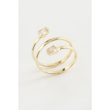 Oval - 599 - Zirkon Taşlı - Nazblsmm - Yüzük Sarı