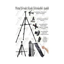Metal Şövale 1 Adet Siyah Teleskopik Ayaklı Çantalı Resim Şövale Portatif Ayarlanabilir Tripod Üç Ayaklı Alümünyum