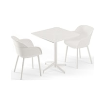 Bintaşmobilya 2 Kişilik Mutfak Cafe Bahçe Masa Sandalye Takımı 70 x 70 CM Beyaz