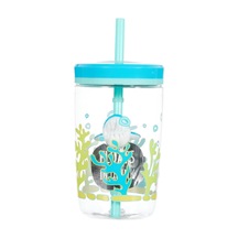 Ayrex Yüzen Köpek Balığı Pipetli Tritan Bardak 470 Ml, Mavi Diğer